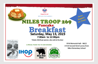 5/13 - Niles Troop 269 Pancake Breakfast Fundraiser!