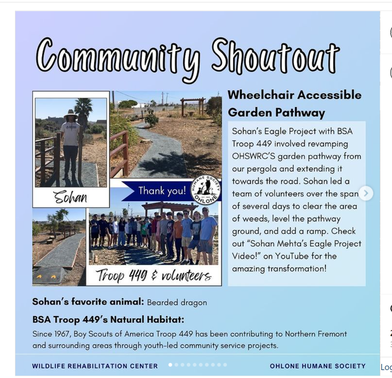 Great Eagle Scout Project at the Ohlone Humane Society!