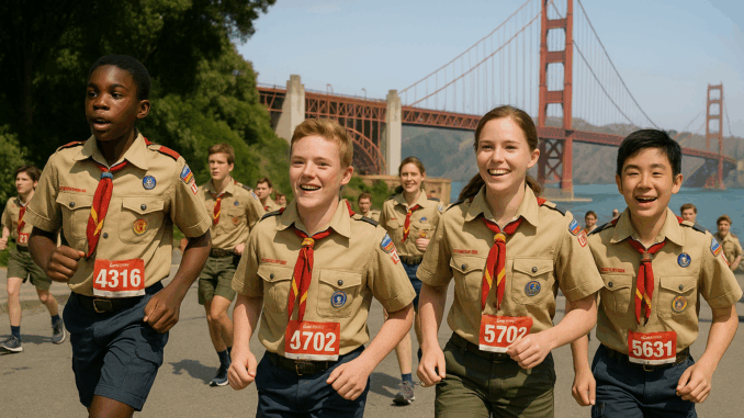 Scouts running in marathon